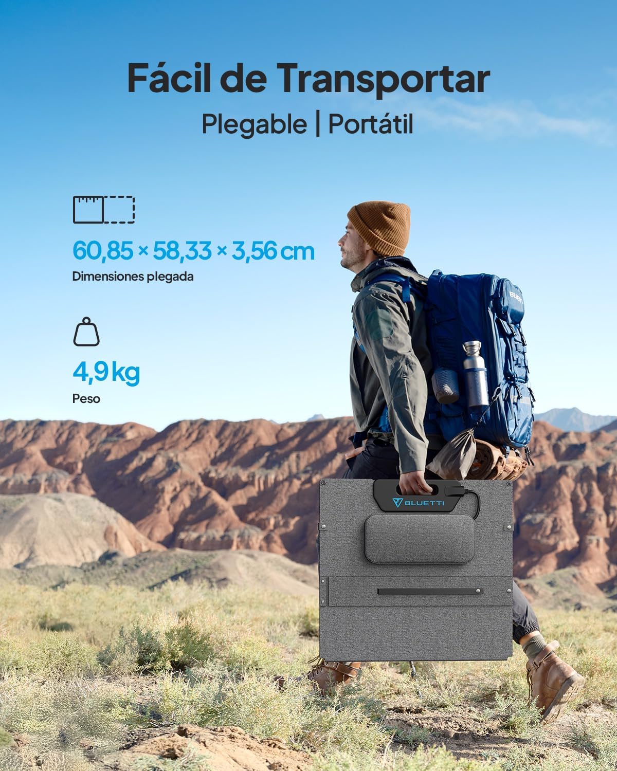 Panneau Solaire BLUETTI 100W Pliable | Compatible AC180 AC200L – Image 3