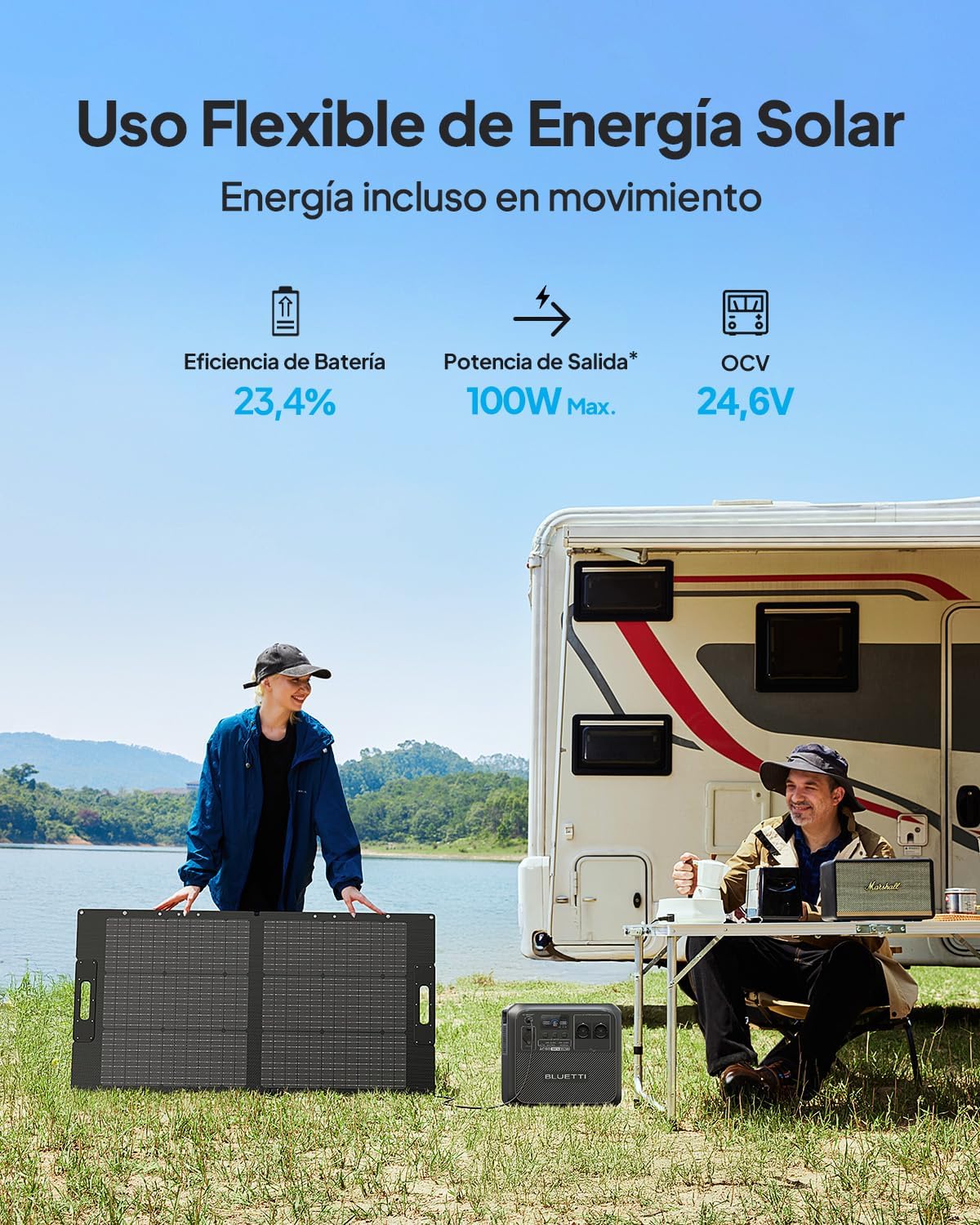 Panneau Solaire BLUETTI 100W Pliable | Compatible AC180 AC200L – Image 2