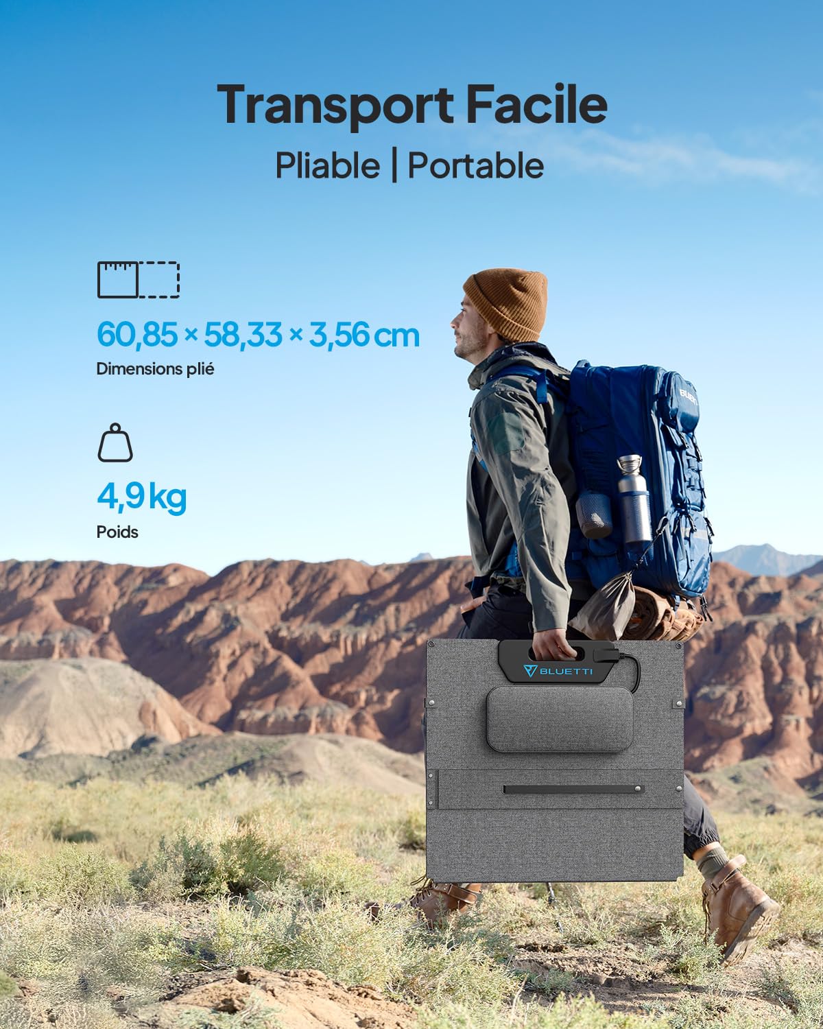 Panneau Solaire BLUETTI 100W Pliable | Compatible AC180 AC200L – Image 3