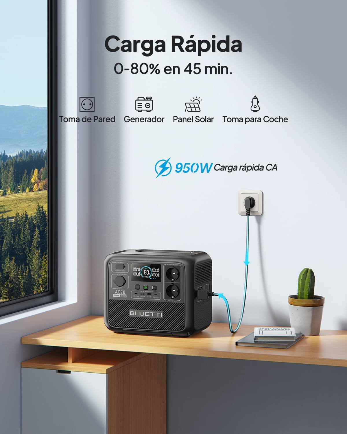 BLUETTI AC70 | Station Électrique Portable 768Wh 1000W – Image 7